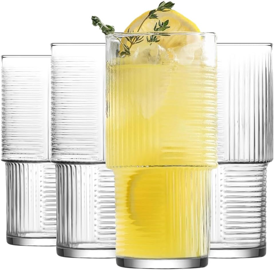 LAV Helen 4-Piece Vintage Soft Drink Glass Set, 17.4 oz – LAV-US