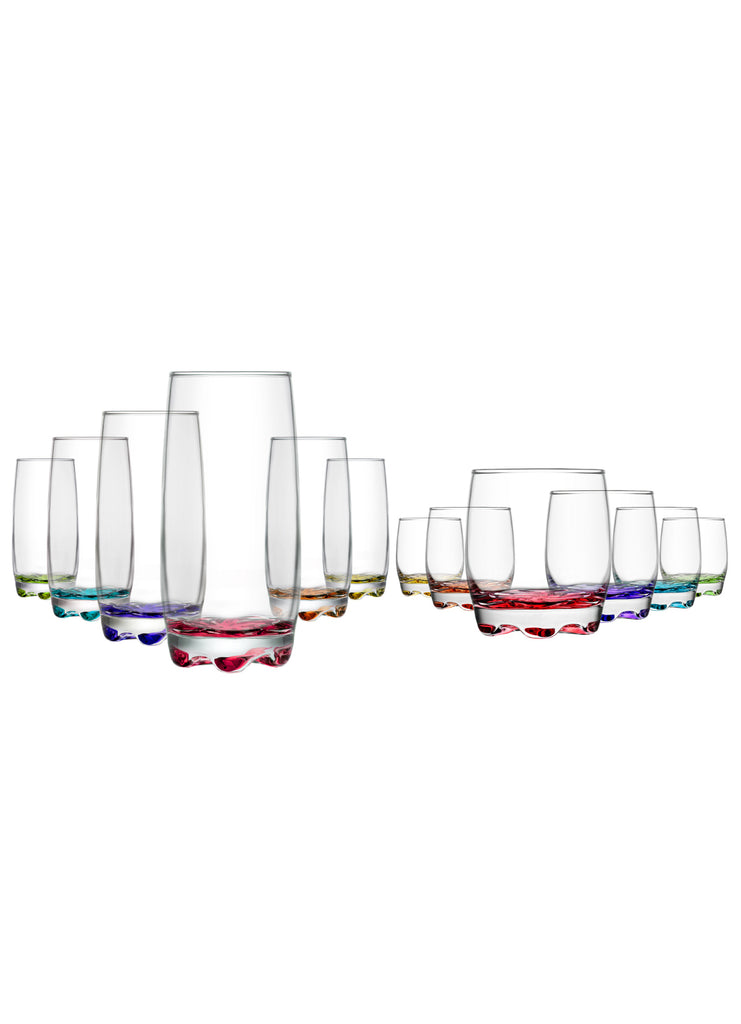 Lav Beverage Glasses Set of 6, Drinking Glasses, Highball Colorful Kitchen  Glassware Set, 12.25 oz 
