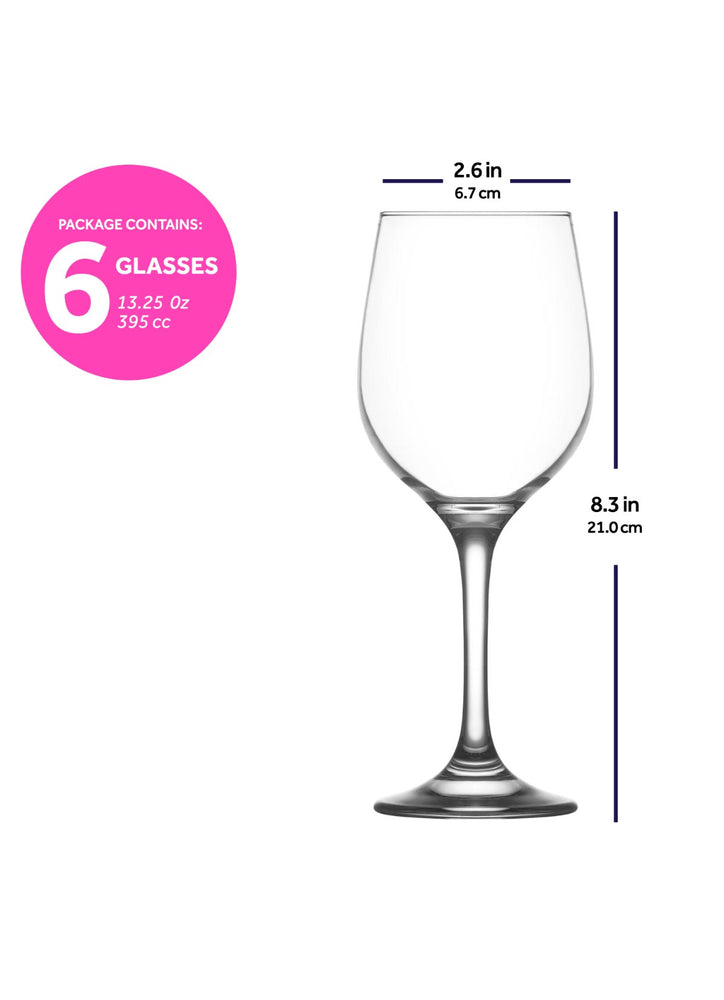 LAV Fame 6-Piece Wine Glasses Set, 13.25 oz