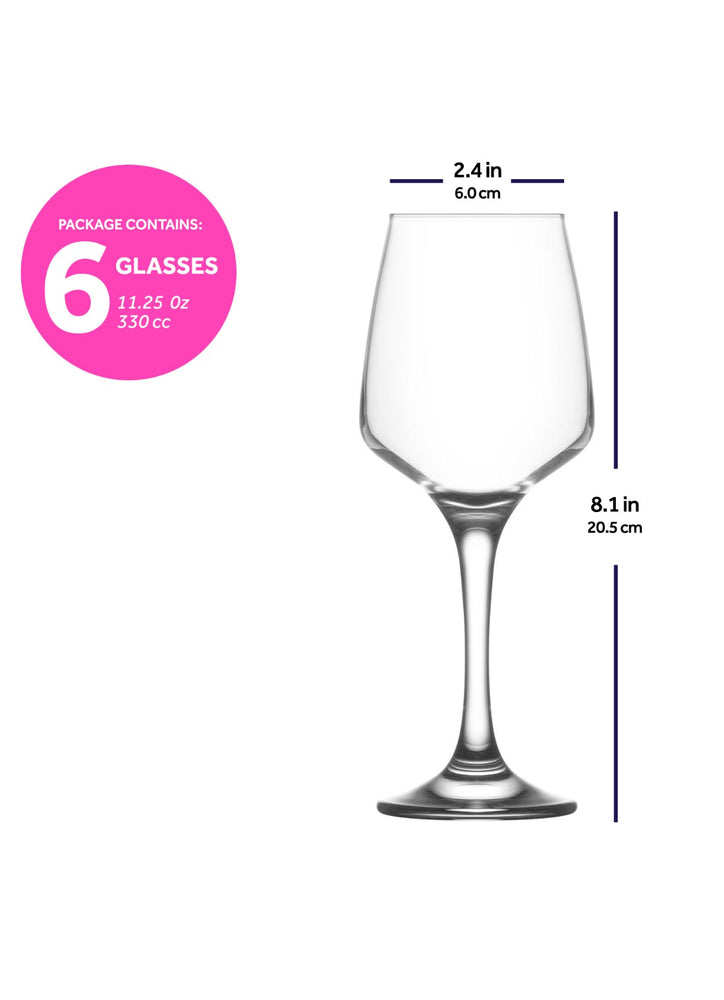 LAV Lal 6-Piece Wine Glasses Set, 11.25 oz