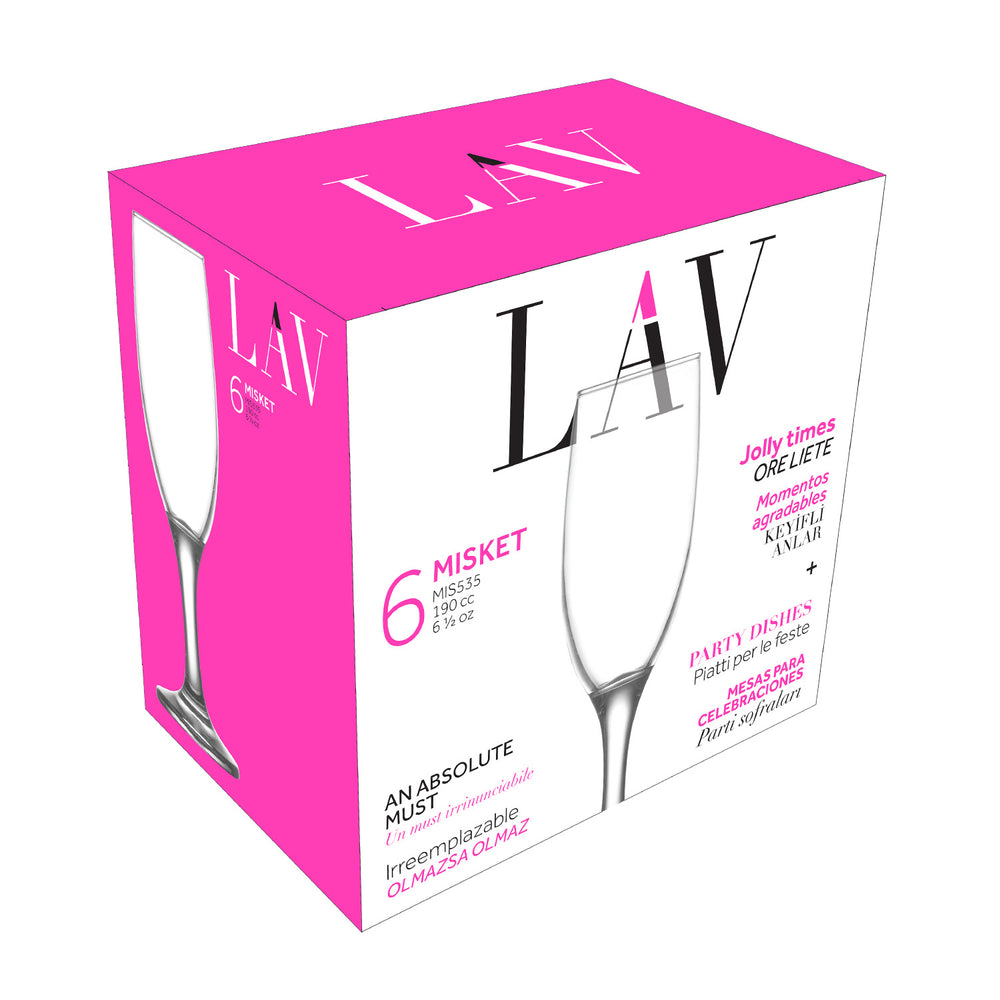 LAV Misket 6-Piece Champagne Glasses Set, 6.5 oz