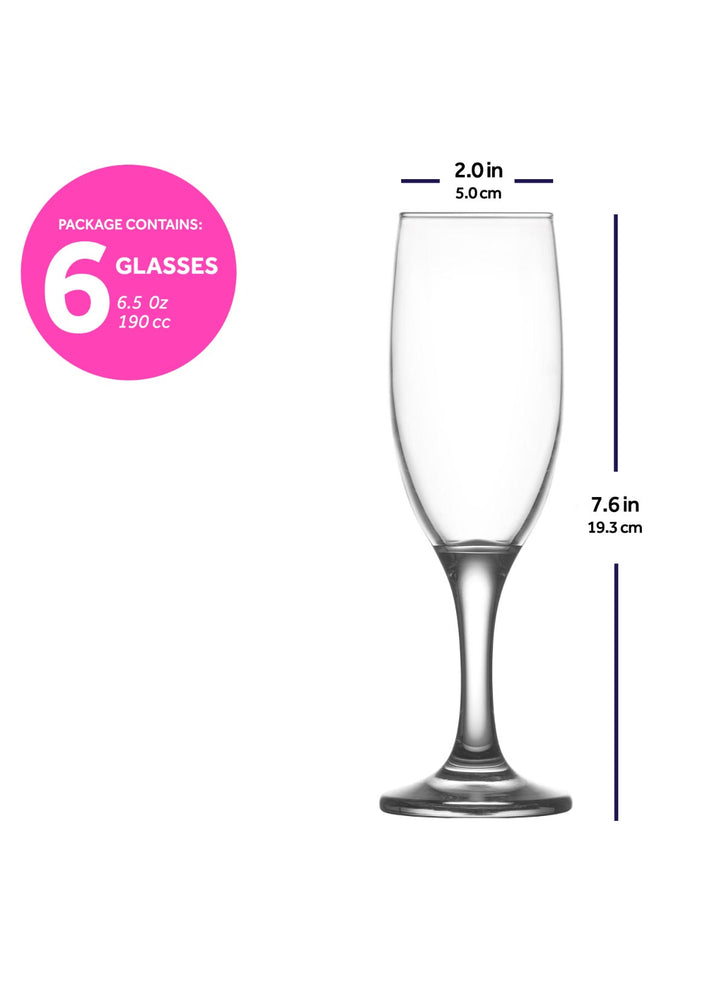 LAV Misket 6-Piece Champagne Glasses Set, 6.5 oz