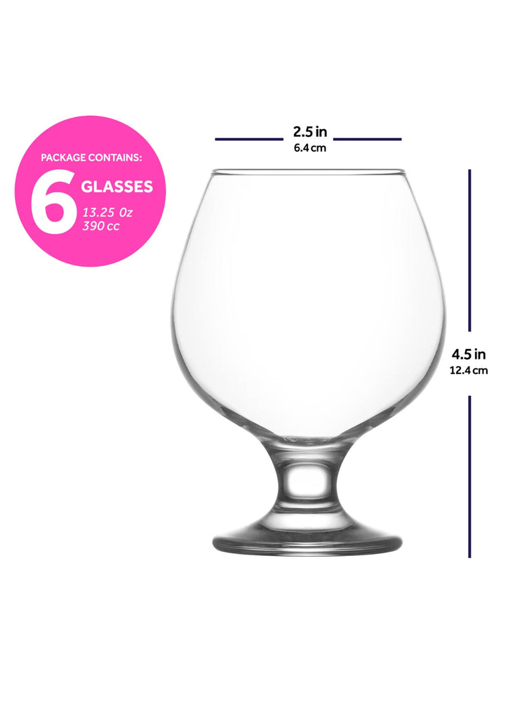 LAV Misket 6-Piece Brandy & Cognac Glasses, 13.25 oz