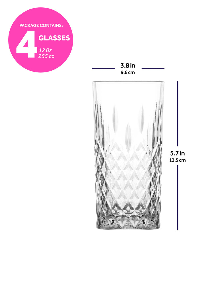 Nordic - Hand Cut - Highball Glasses - Set of Four