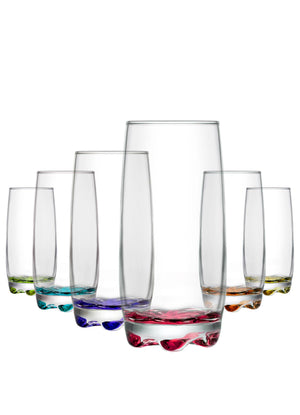 LAV Collins Tall & Slim Highball Glasses – Set Of 6, 12.2 Oz Clear Glasses For Cocktails, Iced Coffee & More