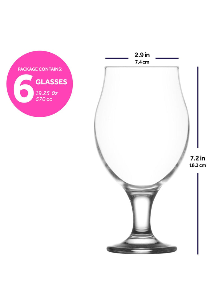 LAV Angelina 6-Piece Beer Glasses Set, 19.25 oz