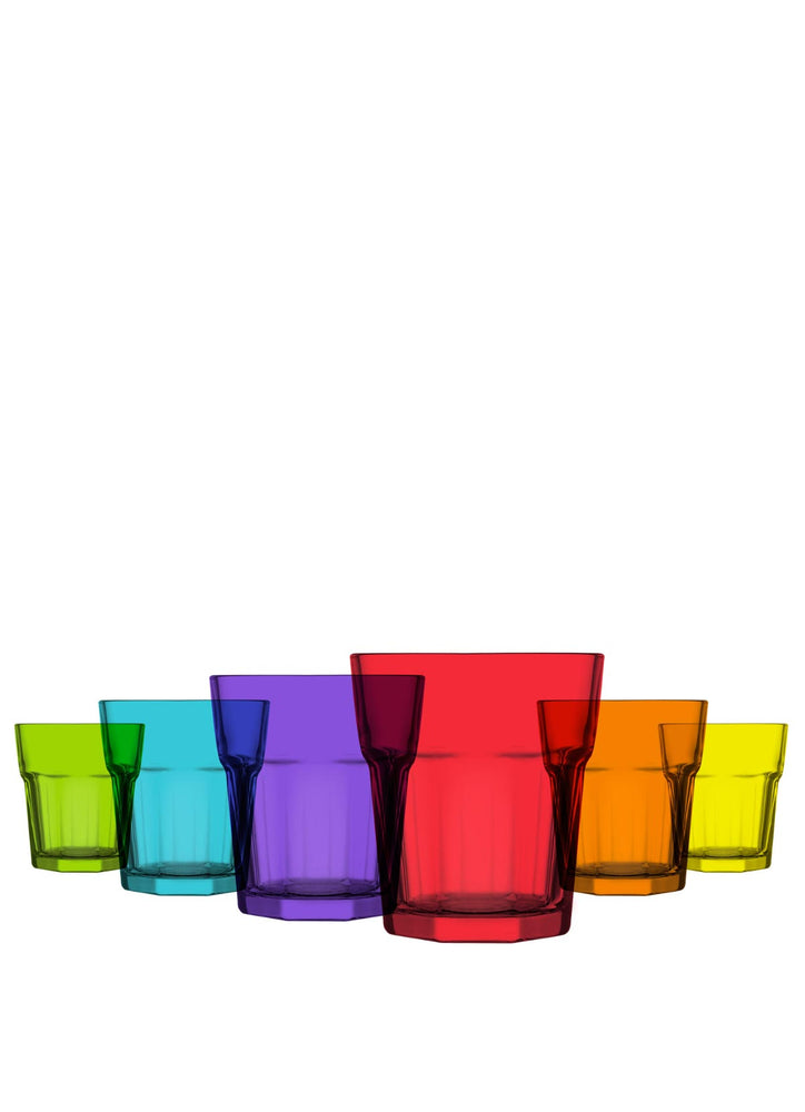 LAV Aras 6-Piece Multi Colored Glass Tumblers Set, 10.25 oz