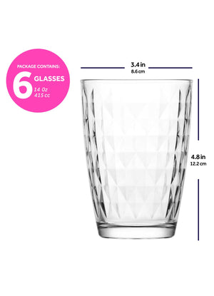 Clear 14 oz Drinking Glasses 6 pcs