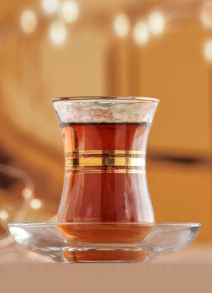 LAV Cay 12-Piece Turkish Tea Glasses Set with Gold Rim, 5 oz – LAV-US