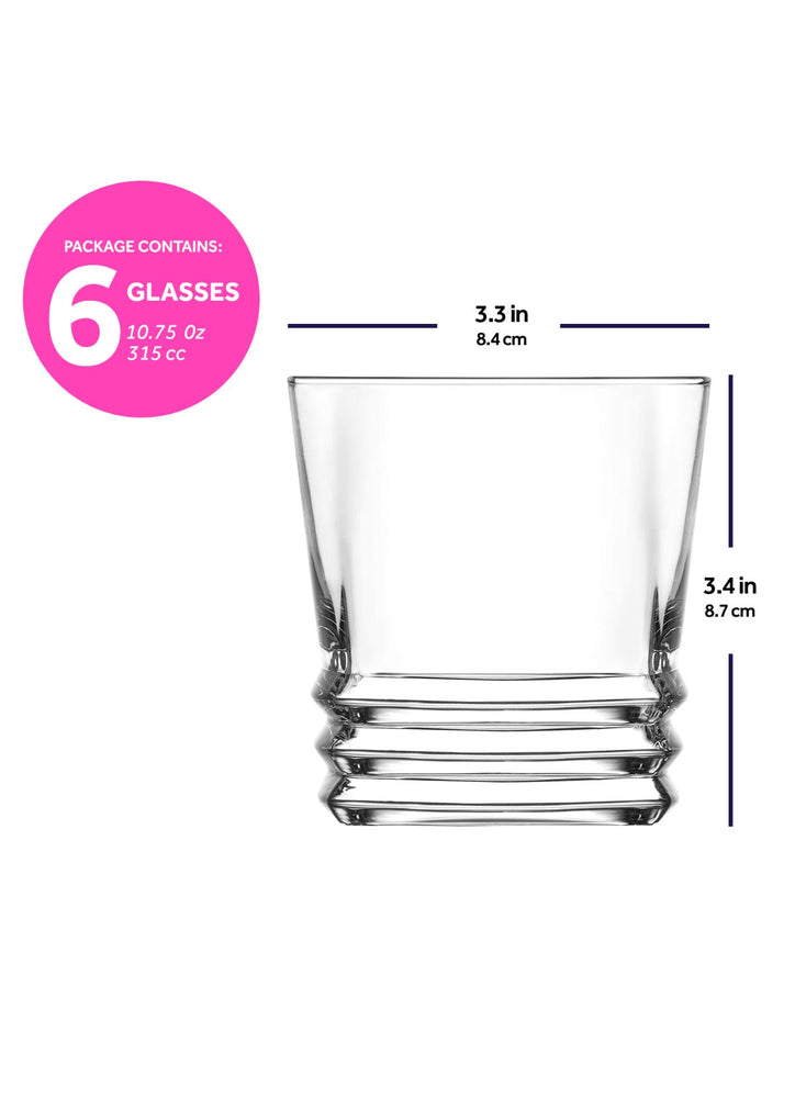 LAV Elegan 6-Piece Whiskey & Scotch Glasses Set, 10,75 oz