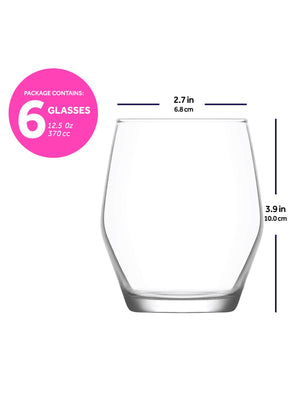 LAV Ella 6-Piece Whiskey Glasses Set, 12.5 oz
