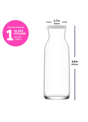 LAV Fonte Clear Glass Pitcher Carafe with Lid, 40 oz