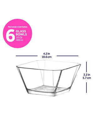 LAV Karen Clear Glass Salad Bowl 64 oz - Large Popcorn Bowl Square Design
