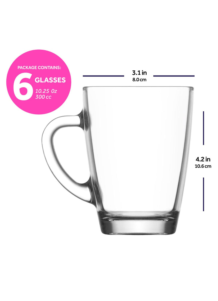 Set of 6 Ultra Durable Sleek Glass Coffee Mugs with Handle, Clear  Borosilicate Glass Teacups, Coffee…See more Set of 6 Ultra Durable Sleek  Glass
